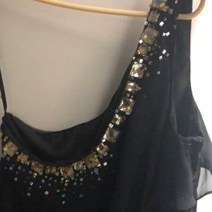 COPY - Layered black dress one shoulder embellished top